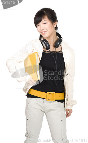 Image of Asian student with yellow book