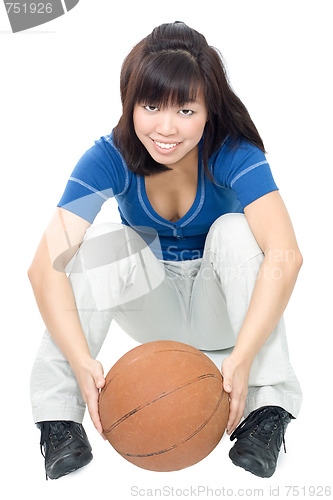 Image of Asian woman playing with ball