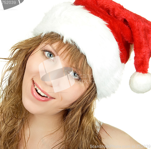 Image of  Happy pretty santa woman