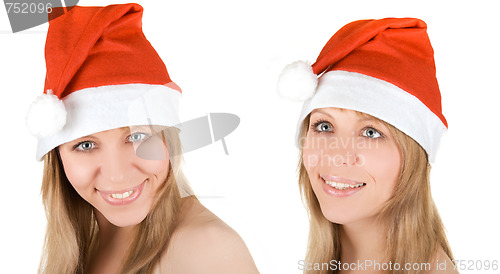 Image of Two Happy pretty santa