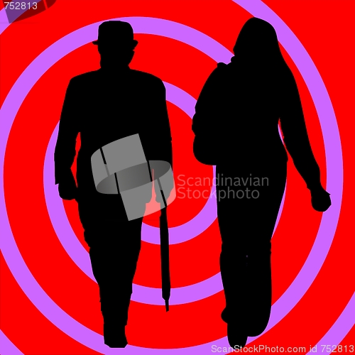 Image of Couple over spiral background