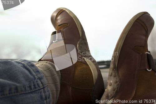Image of Feet on the Dashboard Relaxing