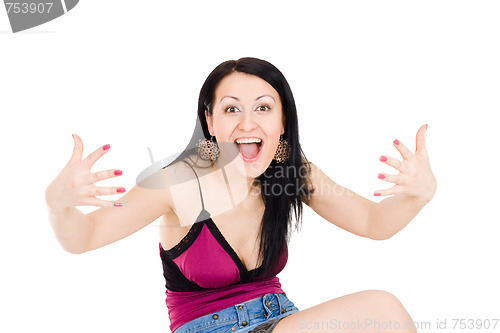 Image of Woman explaning gesturing with hands