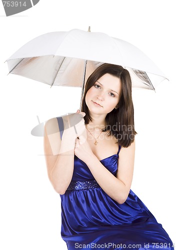 Image of sad woman with umbrella