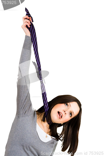 Image of hanging woman with tie