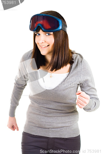 Image of woman pretending to be skier
