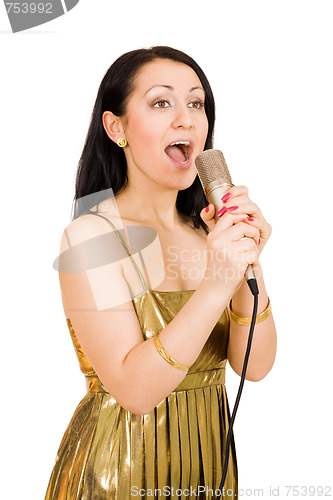 Image of Young woman sing