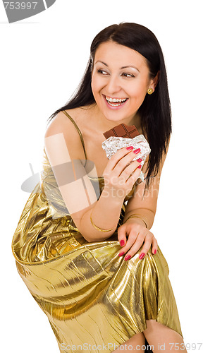 Image of woman eat chocolate