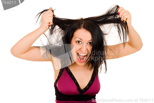 Image of Woman tearing her hairs