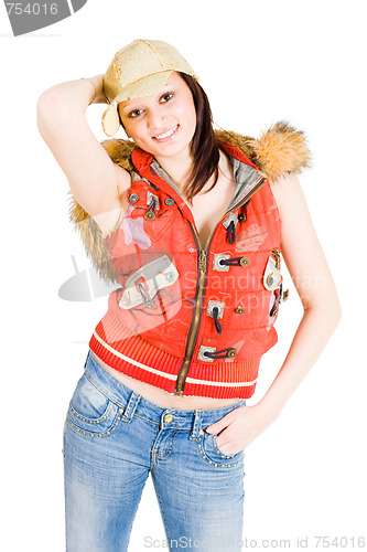 Image of cheerful female teenager smiling 