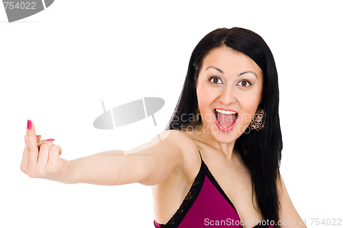 Image of Woman gesturing fuck symbol