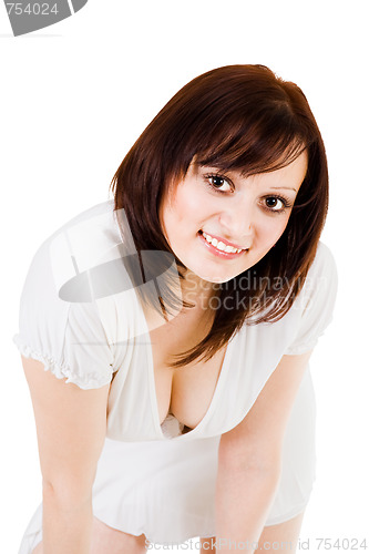 Image of Enticing woman in white clothing