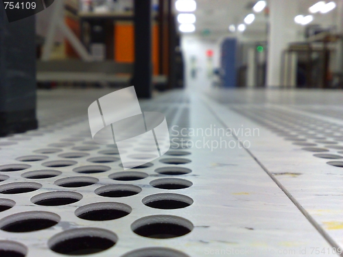 Image of The ventilated floor with apertures in a clean room