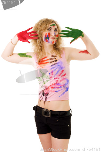 Image of Woman play with colors