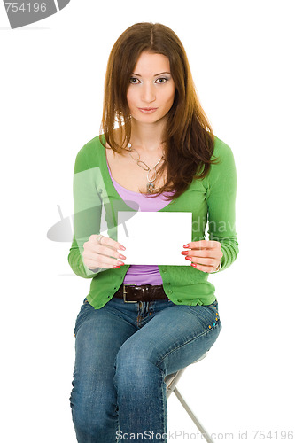 Image of Woman holding blank paper