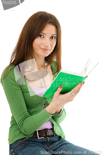 Image of Woman with green book