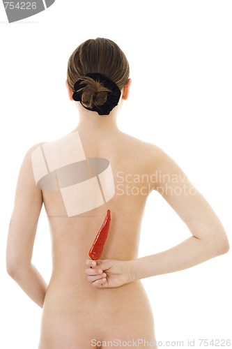 Image of Young hot woman with paper