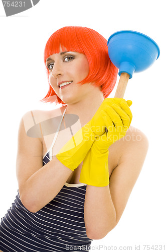 Image of Smiling housemaid