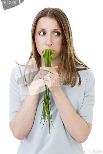 Image of woried woman with onion