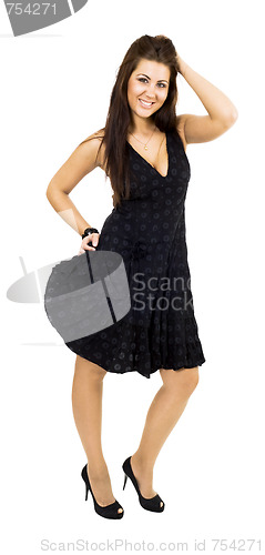 Image of Happy woman standing posing