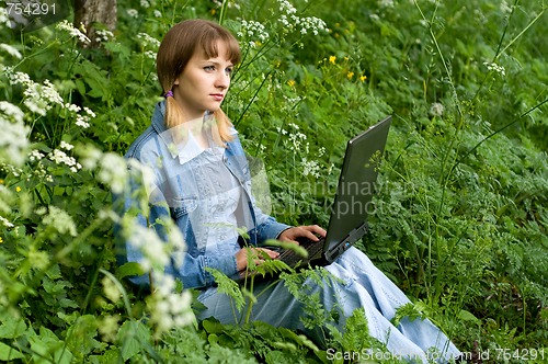 Image of Girl and  laptop