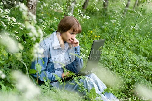 Image of Girl and  laptop