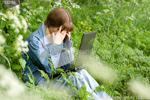 Image of Girl and  laptop