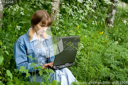 Image of Girl and  laptop