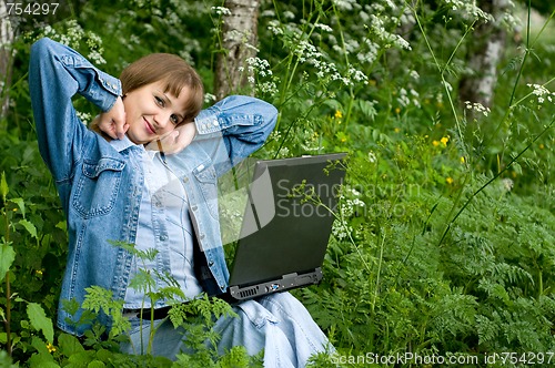 Image of Girl and  laptop