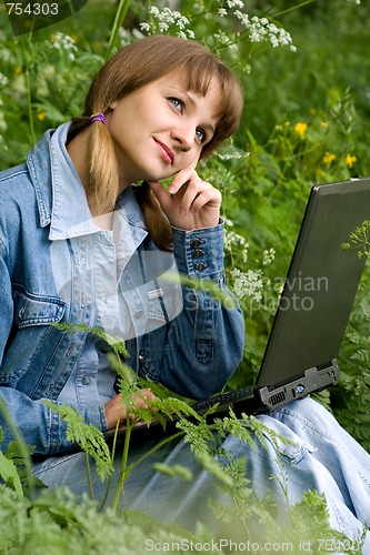 Image of Girl and  laptop