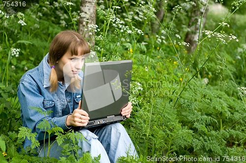 Image of Girl and  laptop