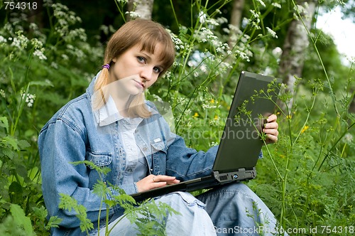 Image of Girl and  laptop