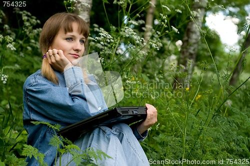 Image of Girl and  laptop