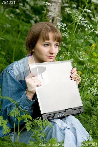 Image of Girl and  laptop