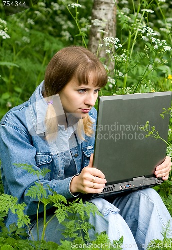 Image of Girl and  laptop