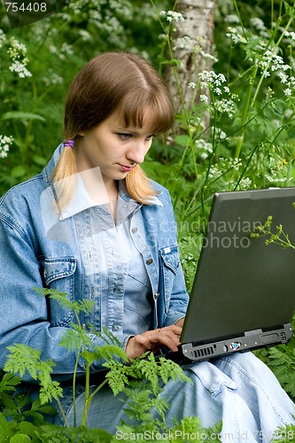 Image of Girl and  laptop