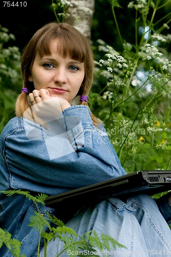 Image of Girl and  laptop