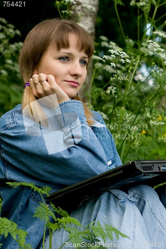 Image of Girl and  laptop