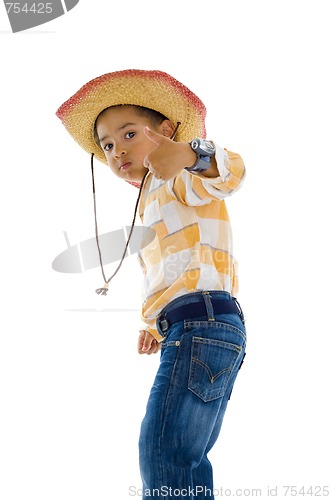 Image of young space cowboy with thumb up