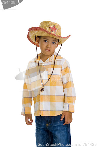 Image of young, cute boy with cowboy hat