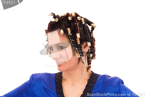 Image of woman in curlers