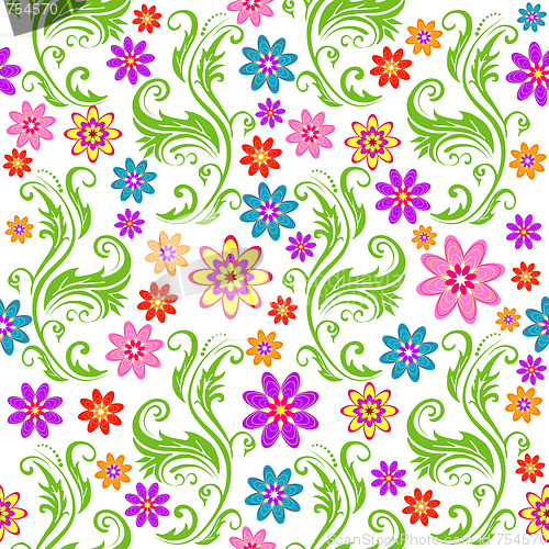 Image of Floral seamless white background
