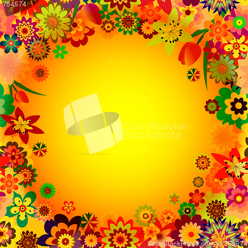 Image of Abstract floral spring orange frame