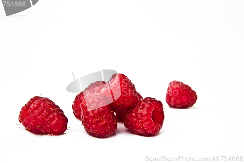 Image of Raspberries on a white background