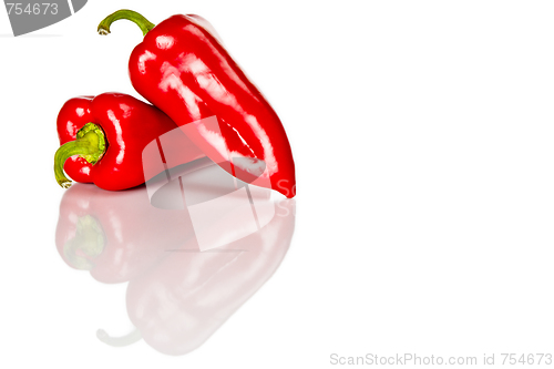 Image of Red peppers on a white background