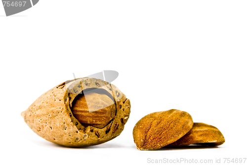 Image of Almonds on a white background