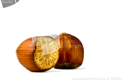 Image of Hazelnuts on a white background