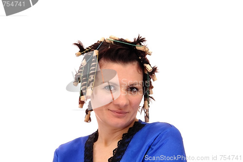 Image of woman in curlers