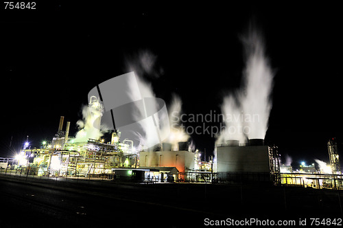 Image of Dramatic image of industrial plant at night