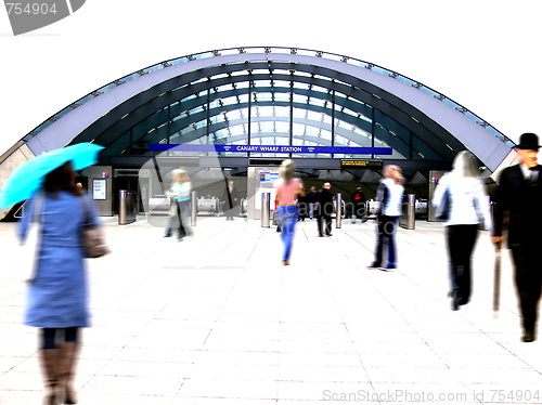 Image of People walking to the tube station, London